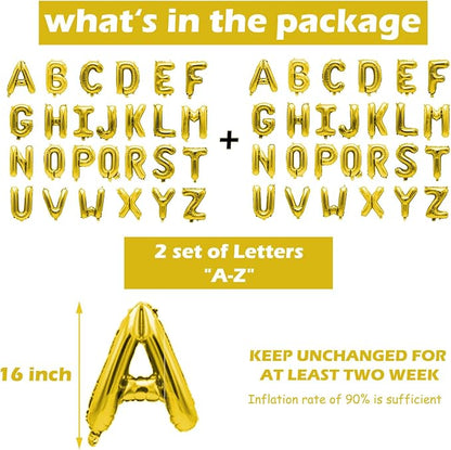 52 Pcs Gold Letter Balloons, Custom 2 Set A-Z Set - Image 3