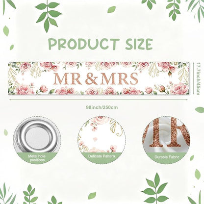 Mr And Mrs Wedding Decor Banner Decorations Party Hanging Sign | Reusable - Image 2