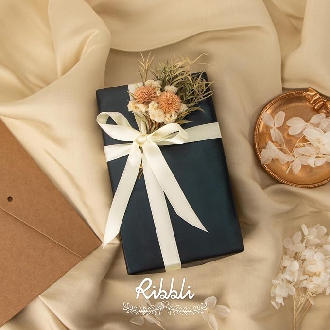 Ribbli Ivory Double Faced Satin Ribbon, 1/2” x Continuous 25 Yards, Use - Image 2