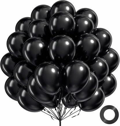 100 Pack Black Balloons 12 inch, Graduation, Baby Shower Party Decorations by FOTIOMRG