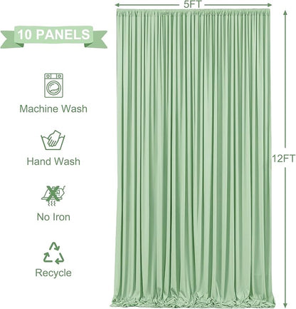 10 Panels Sage Green Backdrop Curtains - Image 4