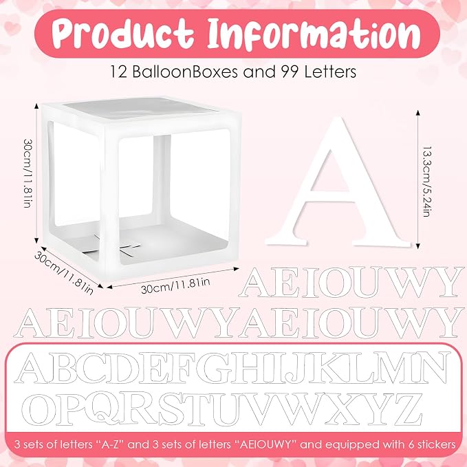12 Pcs Transparent Wedding Balloon Boxes - Image 2
