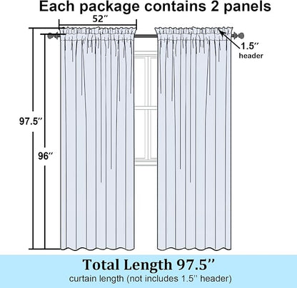 Simplebrand Semi Sheer Gold Curtains 96 Inches Long 2 Panels, Light Filtering - Image 2