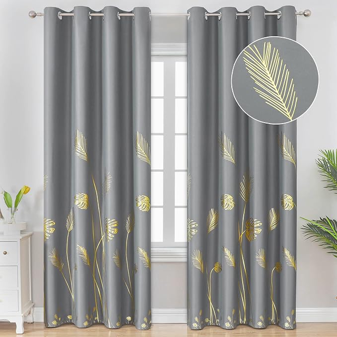 Grey Blackout Curtains for Bedroom, Light Blocking Curtains 84 Inches Long 2 by ESTELARTEXTILER
