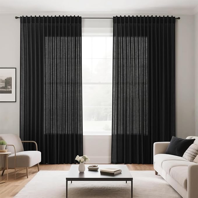 Extra Long Black Curtain 102 inches Long 2 Panels Set - Image 8