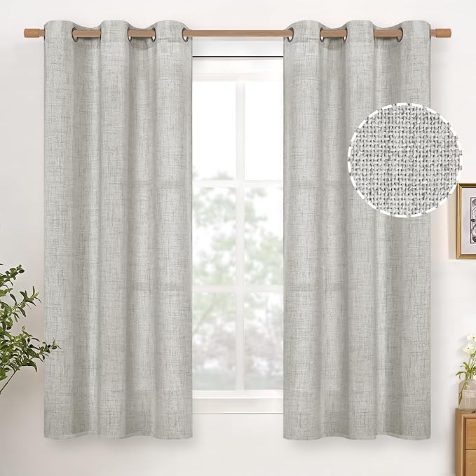 YoungsTex Light Grey Linen Curtains 54 Inch Length by YoungsTex