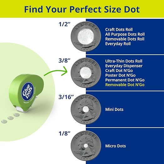 Glue Dots, Removable Dots Dot N' Go Dispenser, Double-Sided, .38 Inch, 1200 Dots - Image 5
