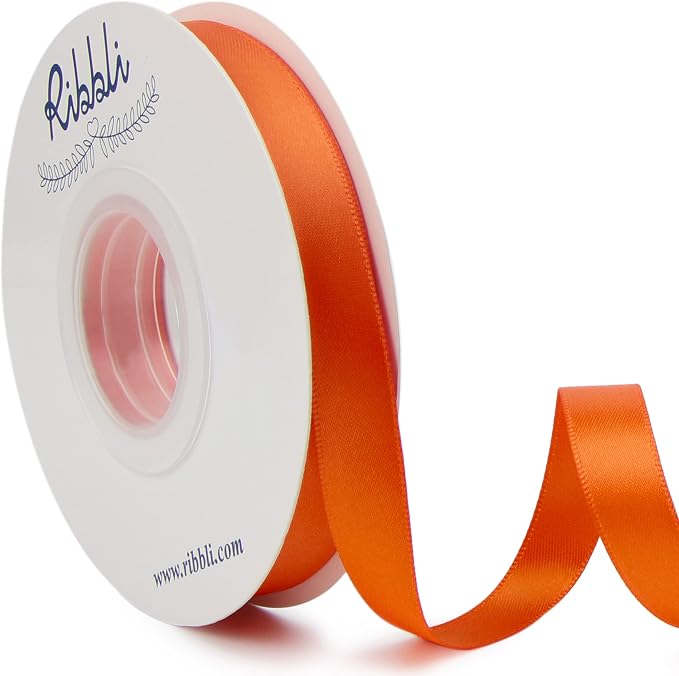 Ribbli Torrid Orange Double Faced Satin Ribbon, 1/2 Inch x Continuous 25 Yards by Ribbli