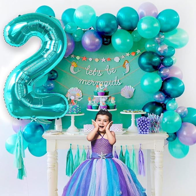 KatchOn Aqua Blue Number 2 Balloon 40 Inch 2nd Birthday Decorations - Image 6