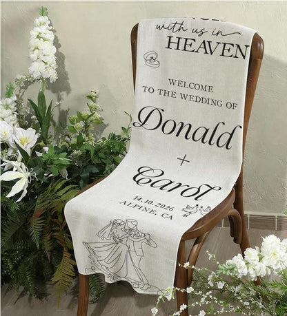Mapileng Personalized Wedding Cotton Linen Wall Tapestry, Custom Couple Names & - Image 4