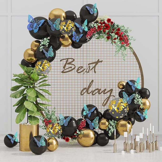 SAOROPEB 3D Butterfly Wall Decor 48 Pcs Laser Blue Butterfly Decorations | 4 - Image 2