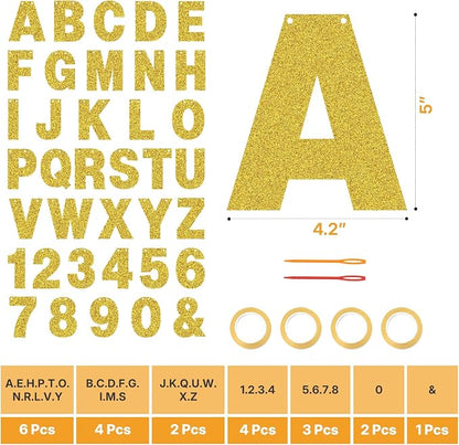 146 PCS DIY Glitter Letter Banner Kit, A-Z Letters & Numbers, Graduation - Image 2