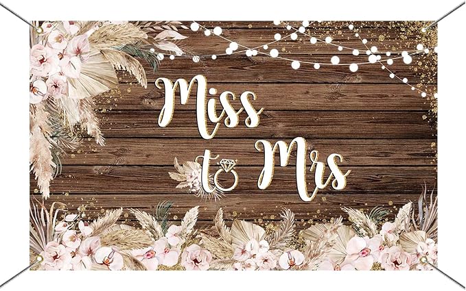 Mocsicka Miss to Mrs Banner Backdrop Boho Bridal Shower Backdrop Decorations - Image 7