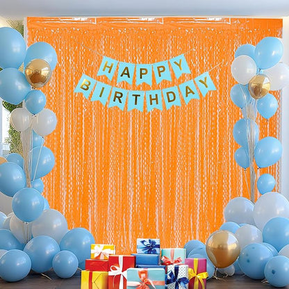 CYLMFC 4 Pack Wavy Orange Foil Fringe Curtain Party Decorations - Image 5