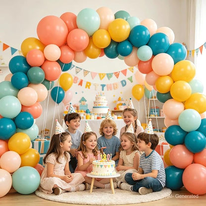 Boho Rainbow Retro Colorful Balloon Arch Kit, Party Decor | Teal Blue, - Image 4
