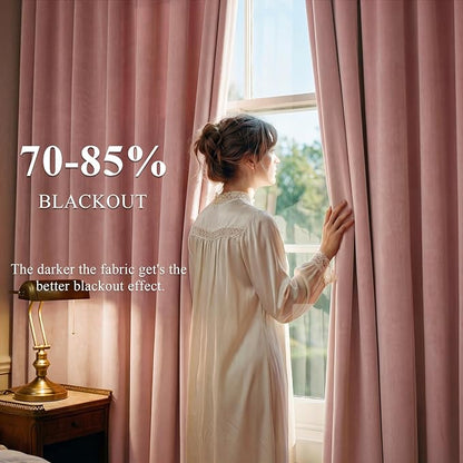 Dusty Pink Velvet Curtains for Girls Bedroom, W52 x L132, 2 Panels | Room - Image 3
