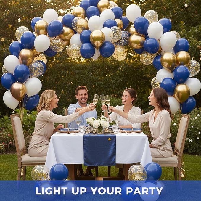 LovesTown 60PCS Dark Blue Gold Balloon Garland Kit, 12inch Arch Kit Confetti - Image 3