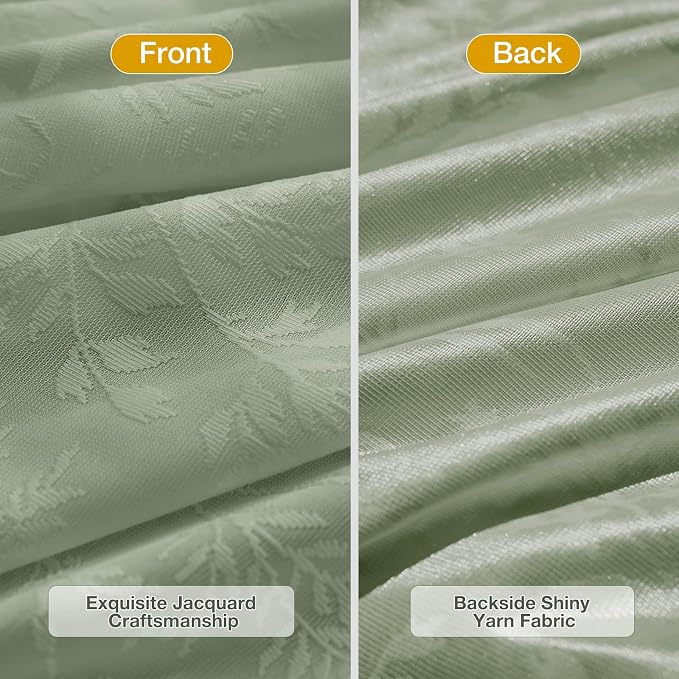 Anmao Sage Green Semi Sheer Light Filtering Curtains 96 Inches Long 2 Panels - Image 3