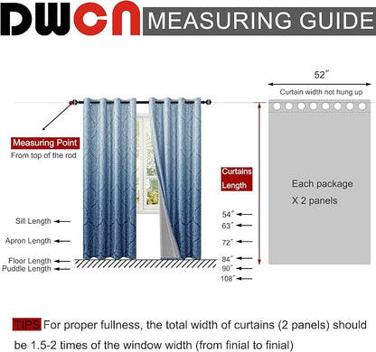 DWCN 100% Blackout Curtains for Bedroom 96 Inch Long-Damask Patterned Ombre - Image 8