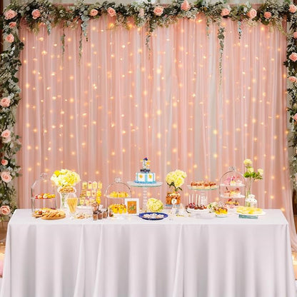 20x8ft Peach Tulle Backdrop Curtain - Image 7