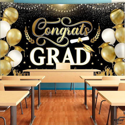 KatchOn Black and Gold Graduation Decorations 2026 Graduation Banner - Image 7
