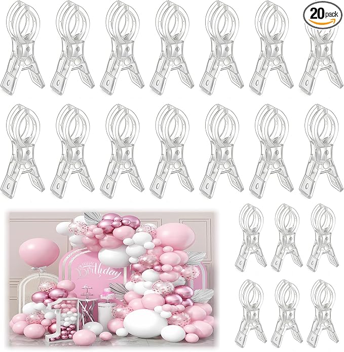 20 Pack Plastic Transparent Balloon Arch Clips by senylanhxy