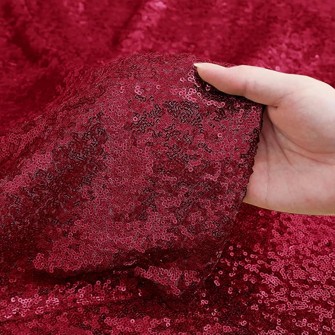 Sugargirl Burgundy Sequin Backdrop Curtain 4FTx8FT Glitter Burgundy Background - Image 7