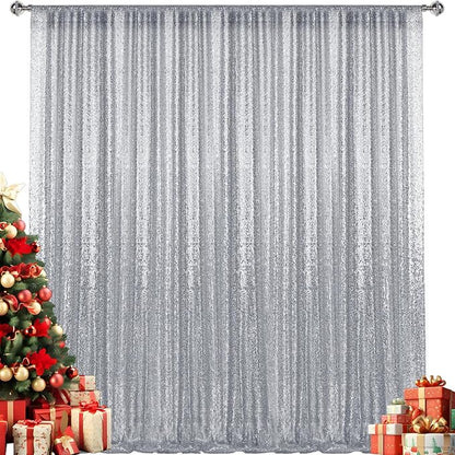 4×8FT Silver Sequin Backdrop Curtain, Photography Backdrop Glitter Curtains - Image 7