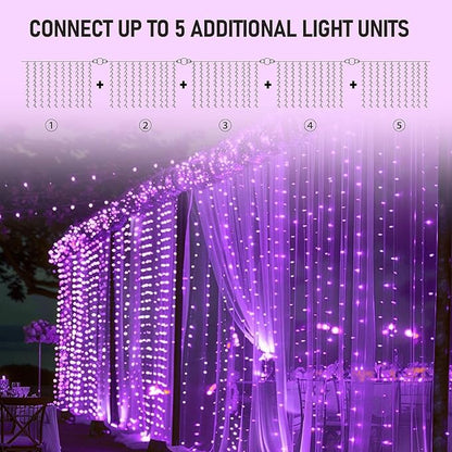 Dazzle Bright 300 LED Christmas Curtain String Lights, Halloween Fairy Lights - Image 4