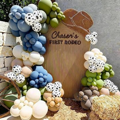 Cow Print Balloons, 12 Inch Farm Animal Retro Dusty Blue Green Beige Black Sand - Image 5