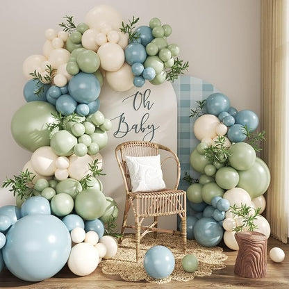 Sage Green Dusty Blue Balloons Arch Kit by CROSSFINGERS