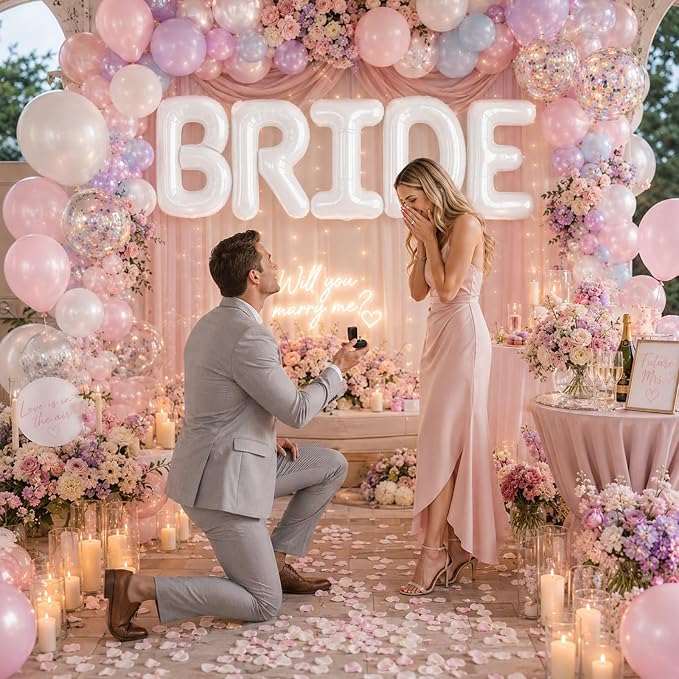 BRIDE Balloons Bachelorette Party Decorations, 16 inch White Bride Letter Mylar - Image 5