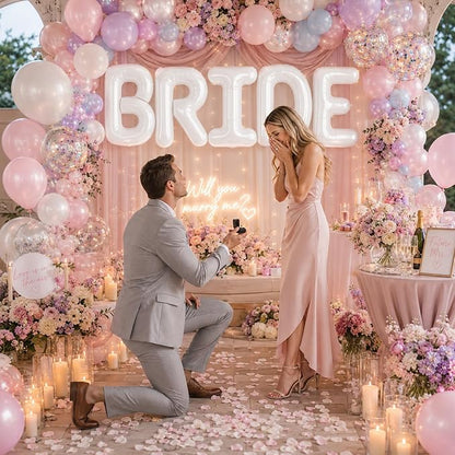 BRIDE Balloons Bachelorette Party Decorations, 16 inch White Bride Letter Mylar - Image 5