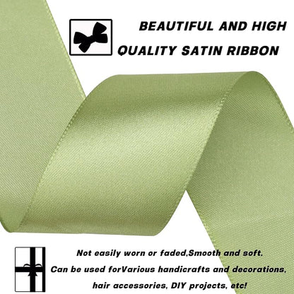 1-1/2 Inch 60 Yards Olive Green Solid Satin Ribbon - Image 3