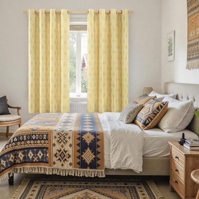 BGment Mustard Yellow French Country Curtains 63 Inches Long - Image 2