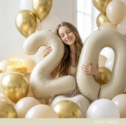 PartyWoo Number Balloons 40 Inch White Number 0 Kit 25pcs - Image 8