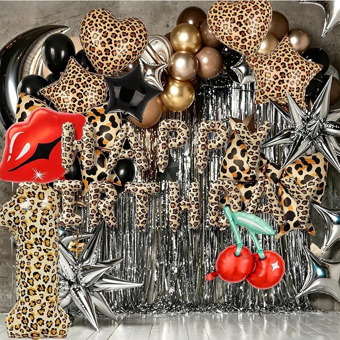 40Inch Large Leopard Print Number 9 Foil Balloons Cheetah 9th Wild One First - Image 4