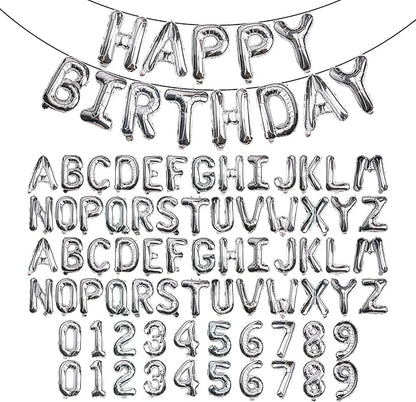 85Pcs Silver 16 inch Birthday Decor Set Full Letters Numbers | Thick reusable by Makeyourpartypop