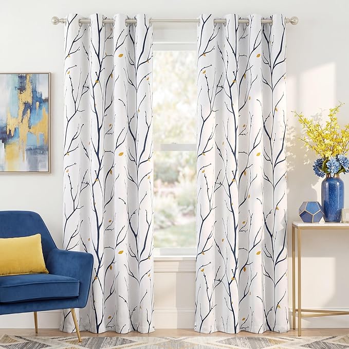 NICETOWN Branch Fall Curtains for Living Room 84 inches Long, Grommet Blackout by NICETOWN