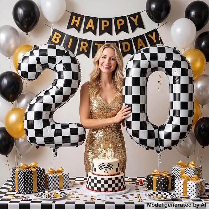 40 Inch Checkered Number 0 Balloon - Image 4