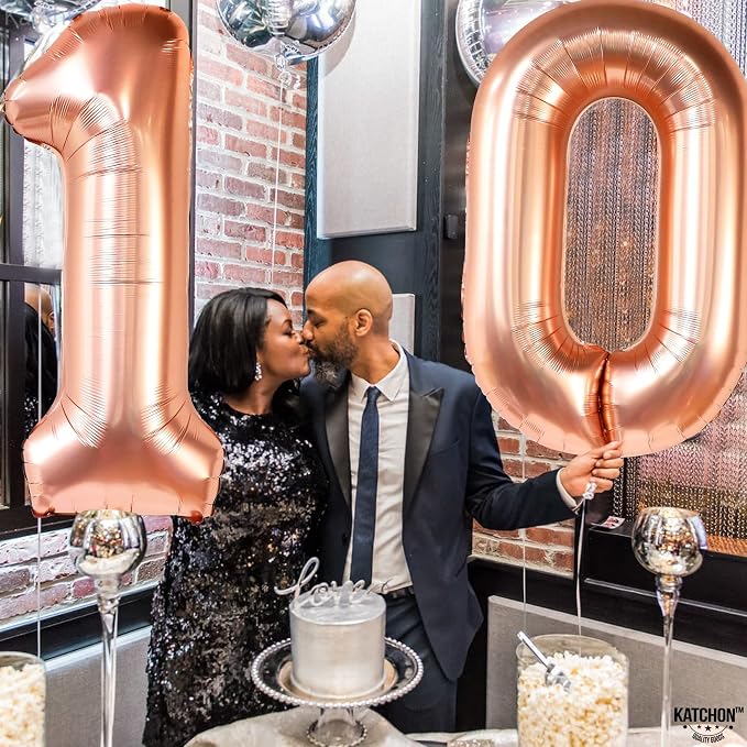 KatchOn Rose Gold 10 Balloon Number 40 Inch, 10th Birthday Decorations | Rose - Image 2