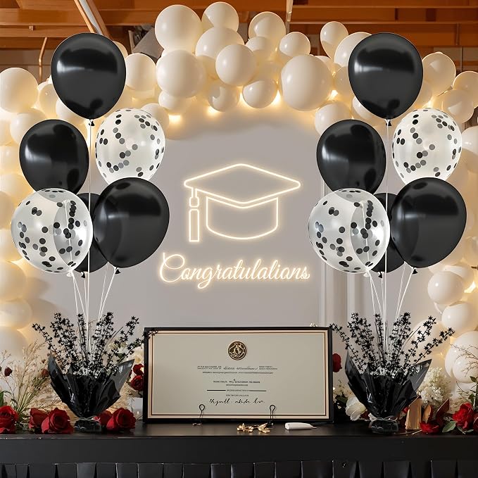 2 Set Black Table Balloons Foil Spray Centerpiece - Image 5