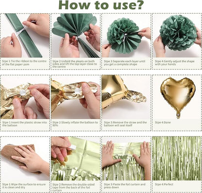 Sage Green Happy Birthday Party Decorations - Image 6