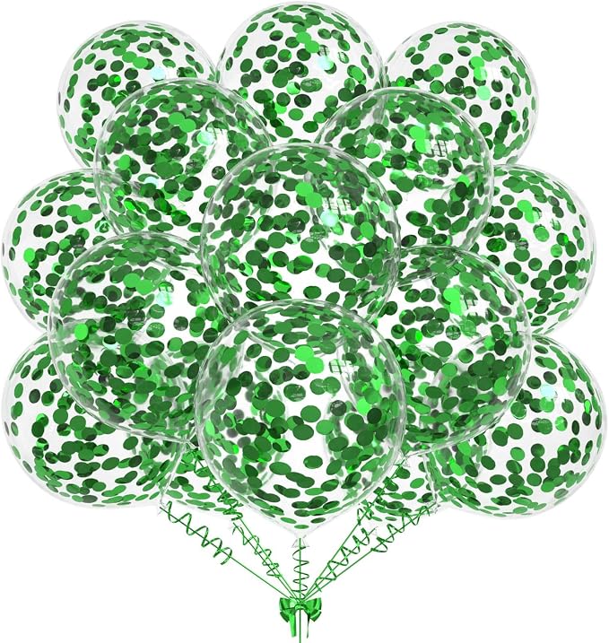 50pcs Green Foil Confetti Balloons, 12 inch Latex Balloon by KALOR