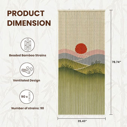 Sunset Field Beaded Bamboo Curtain - Image 3