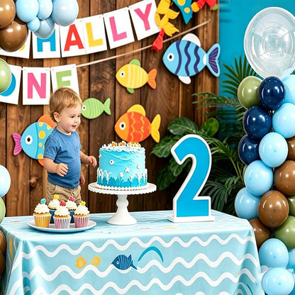 Fishing Birthday Party Balloon Column Stand Kits 2 Sets | 122Pcs Blue Green - Image 5