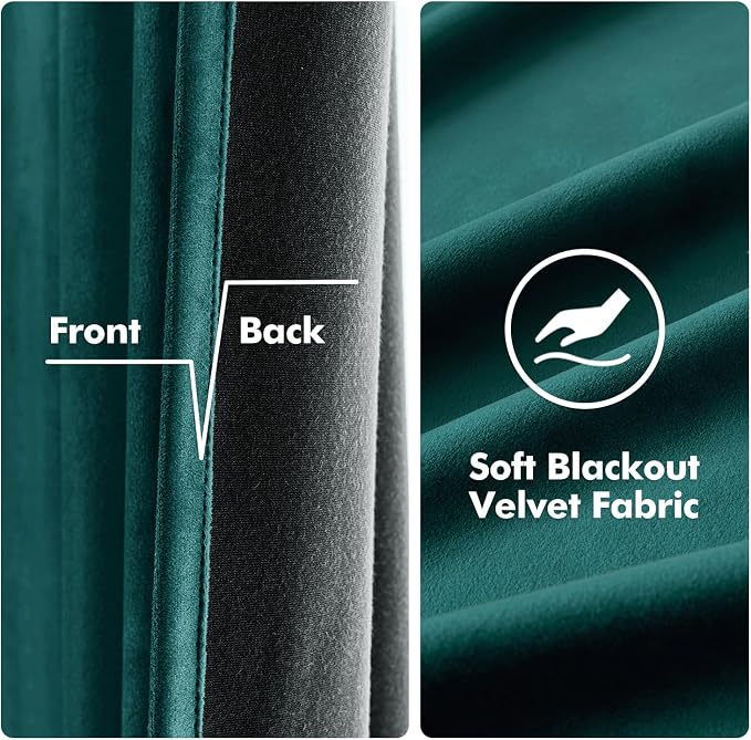 MIULEE Velvet Curtains Christmas Dark Green 52 x 90 Inch Length Set of 2 | - Image 3
