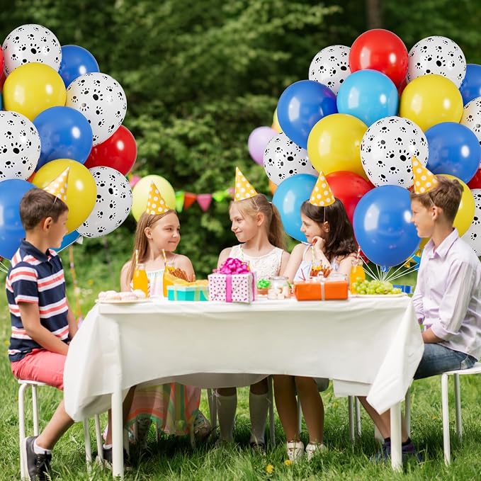 Paw Balloons, 12 Inch Yellow Blue and Red Balloons - Image 5