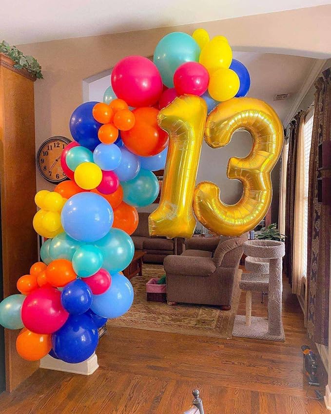 Gold 13 Number Balloons, 40 Inch Giant Number 13 Balloons Foil Mylar Helium - Image 6