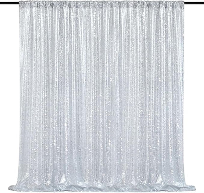 Silver Sequin Backdrop 7ft x 7ft Glitter Photo Booth Backdrop Curtains | by QueenDream